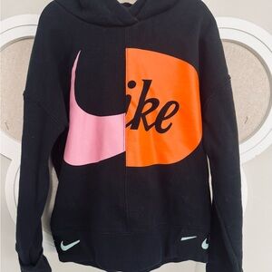 Nike Kid’s Black Hoodie with Pink and Orange Logo